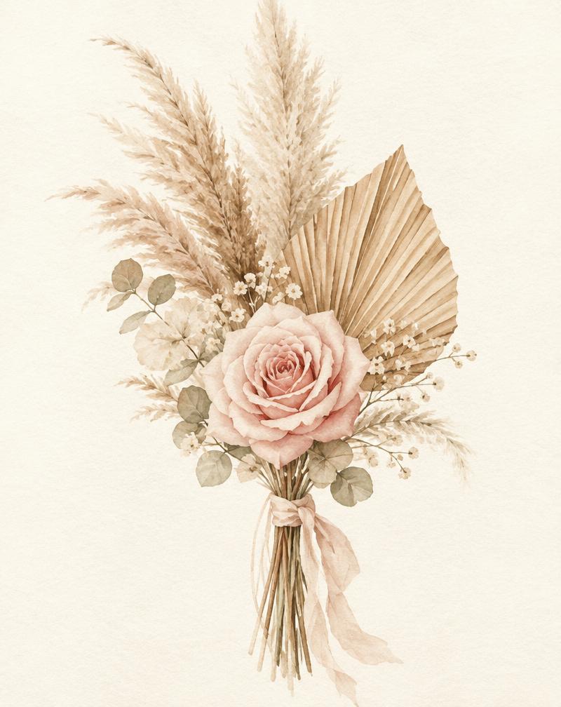 Couple portrait placeholder — floral bouquet